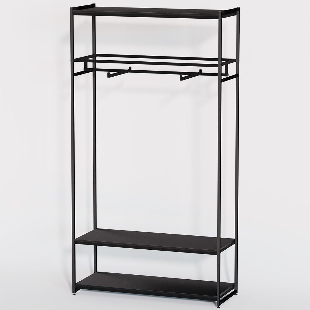 Стеллаж для одежды в стиле Лофт A22120-12-ЧЧ (220х120х45)