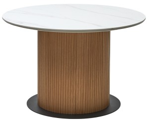 Стол МЕСА (MESA) D120 см нераскладной, цвет БЕЛЫЙ МРАМОР M326 / ДУБ, ®DISAUR