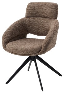 Стул АРНЭ (ARNE) 360 град, цвет КОРИЧНЕВЫЙ EYELASH -171, фактурный шенилл / ЧЕРНЫЙ каркас, ®DISAUR