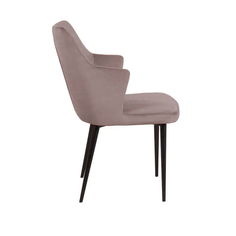 Стул с подлокотниками Хант, бархат пепельно-бежевый 25 / чёрный конус