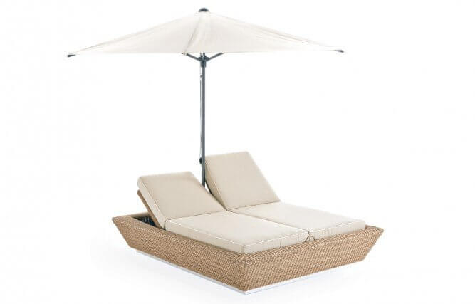 Лаунж-лежак плетеный Zoe бежевый люкс