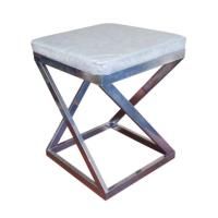 Табурет Лофт, каркас хром, серая экокожа