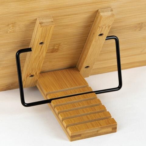 Подставка для книг и планшетов большая бамбуковая BRAUBERG, 34х24 см, регулируемый угол, 237896