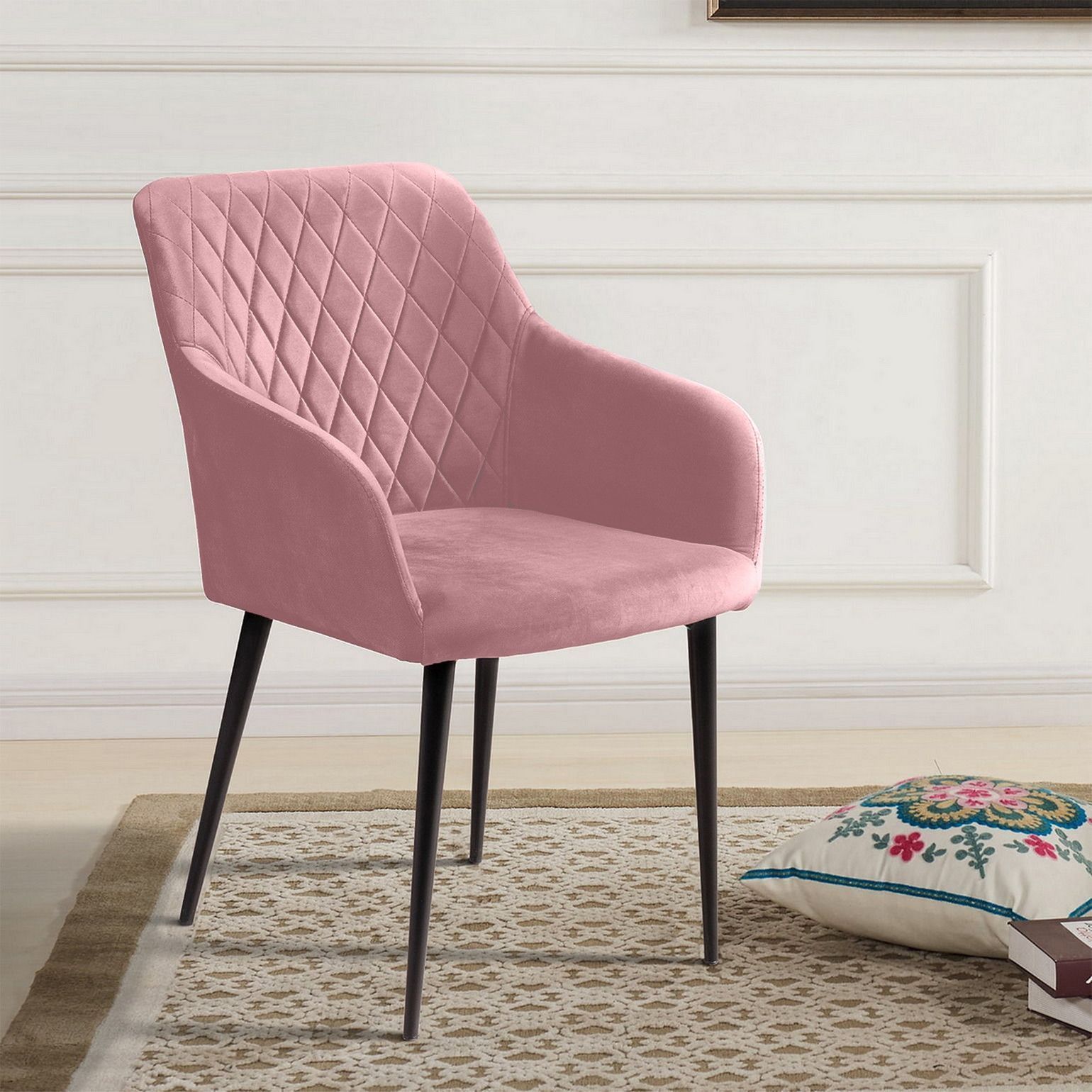 Стул с подлокотниками Роберт, бархат пудровый 15