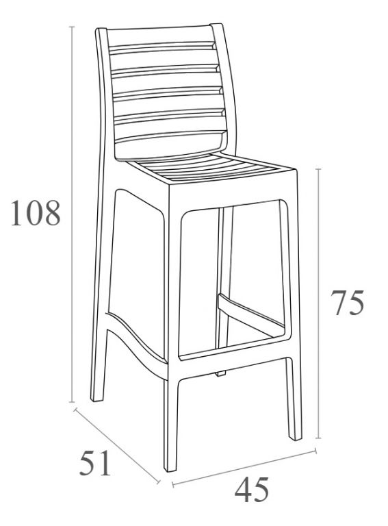 Стул пластиковый барный Ares Bar 75 темно-серый