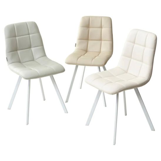 Стул CHILLI SQUARE, серо-бежевый, белые ножки