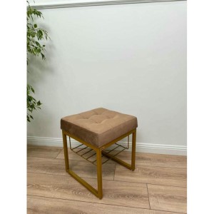 Банкетка Марсей 40-44 с полкой (светло-коричневый/золото)