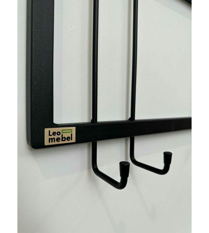Вешалка настенная металлическая с крючками -93 (черный)