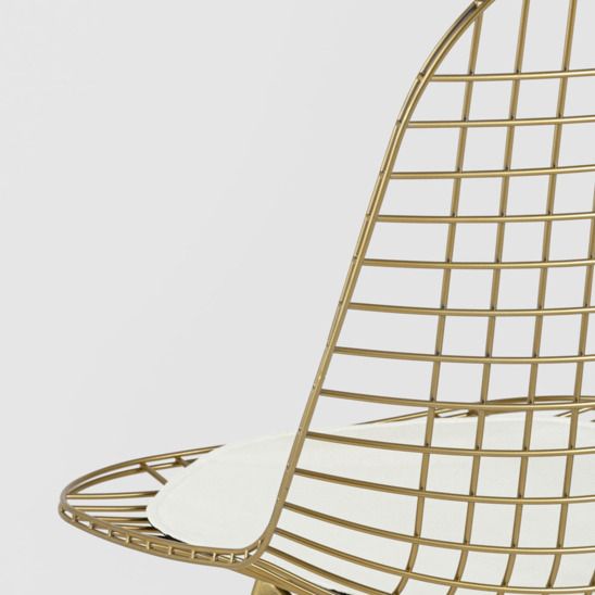 Стул обеденный Eiffel золотой, с белой подушкой