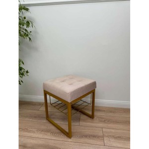 Банкетка Марсей 40-44 с полкой (бежевый/золото)