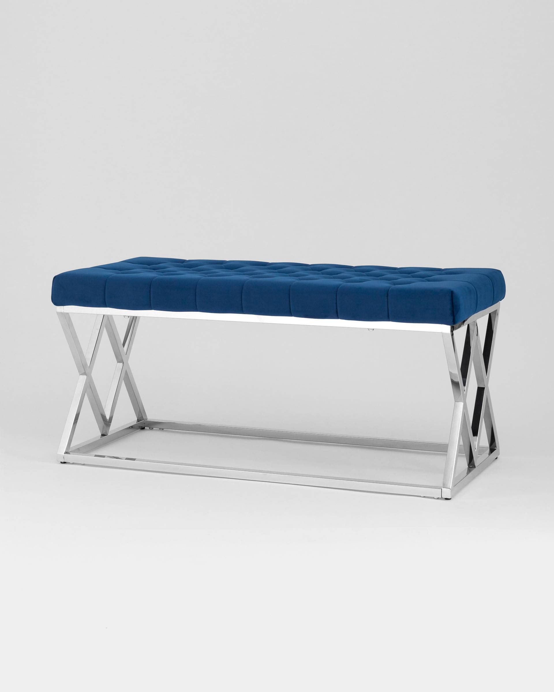 Банкетка ИНСИГНИЯ велюр синий сталь серебро