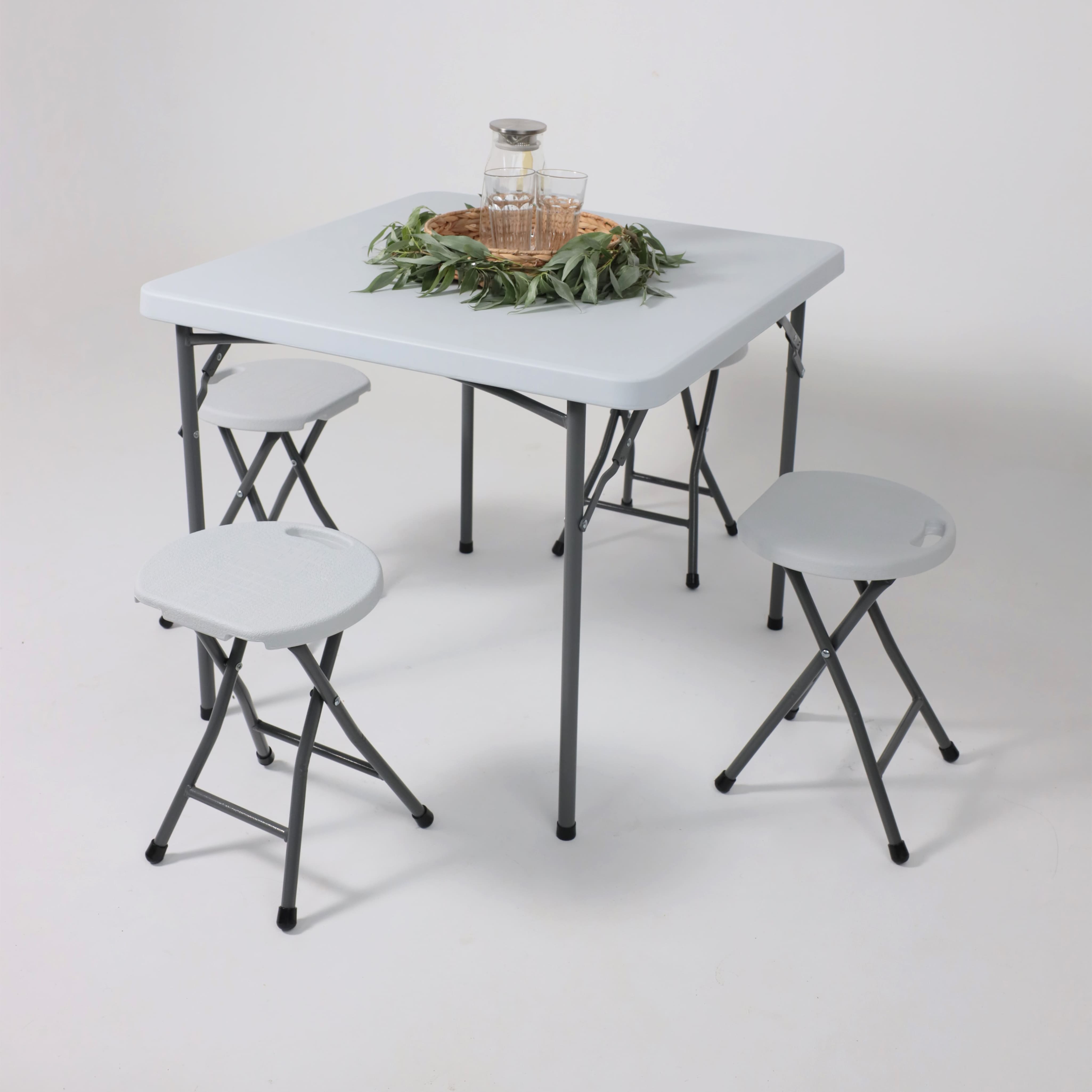 Стол садовый складной, белый, hdpe-пластик, квадратный