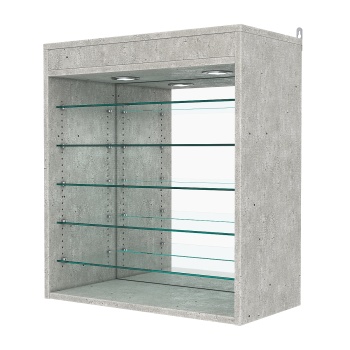 Витрина настенная с регулировочными полками №1-8ГГ-РЕГ с зеркалом и с подсветкой, Метрополитан Грей