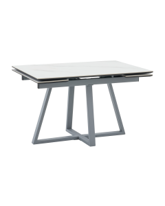 Стол Керас 120-180/80/75 столешница МДФ16/керамика Snow white подстолье металл серый