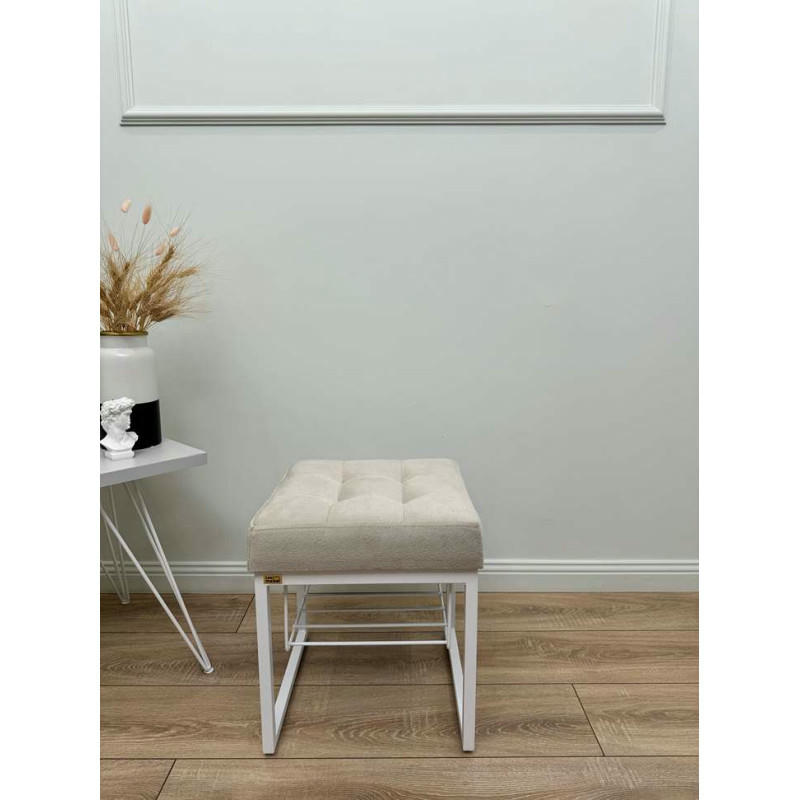 Банкетка Марсей 40-44 с полкой (светло-бежевый/белый)