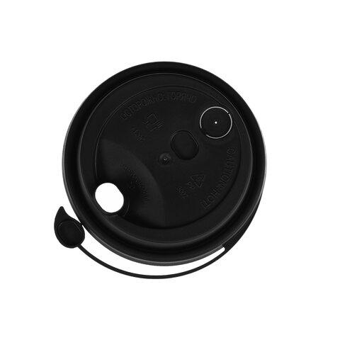 Крышка с питейником для бумажного стакана, ДИАМЕТР 80 мм, матовая черная, ПП, ВЗЛП, 3002М/Ч