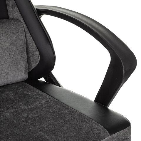 Кресло компьютерное BRABIX "Forcer GM-127", 2 подушки, экокожа/велюр, черное/серое, 533216
