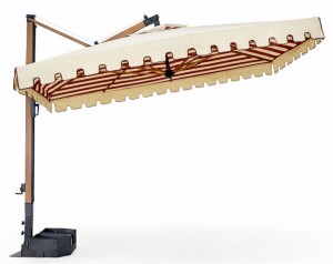 Зонт профессиональный 3х3 м с подсветкой Galileo Wood Light имитация ироко, бордовый, бежевый