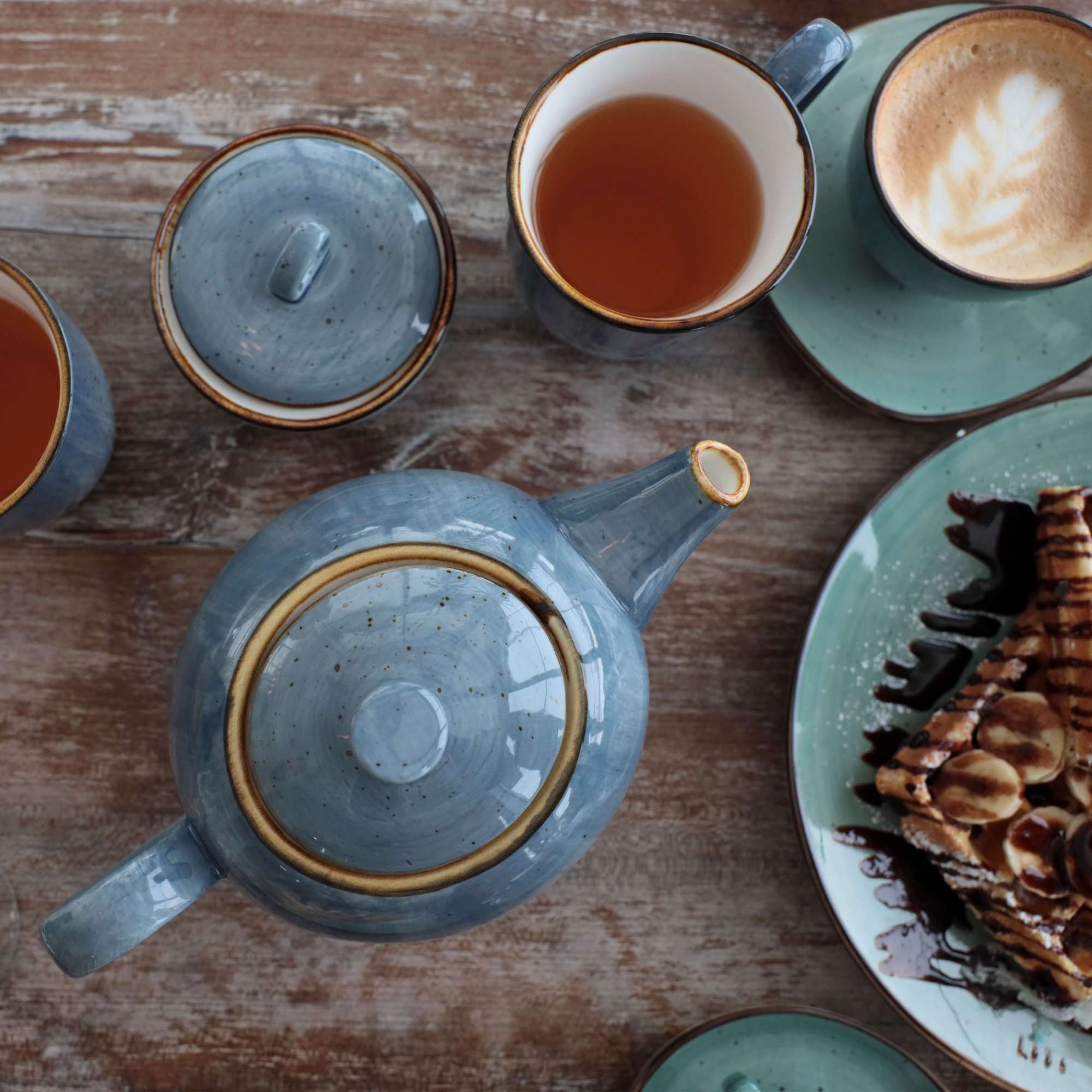 Чайник заварочный VITAL, фарфор, синий, 1,2л