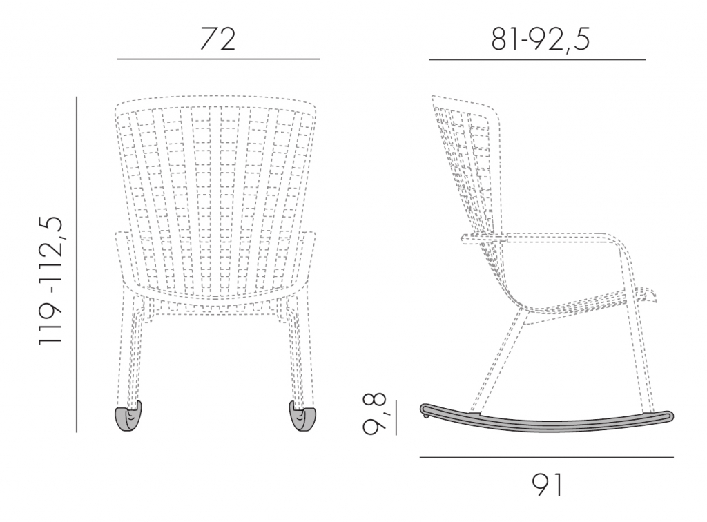 Кресло-качалка пластиковое с подушкой Folio антрацит, голубой