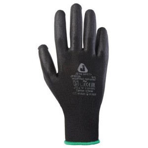 Перчатки нейлоновые Jeta Safety, полиуретановое покрытие, КОМПЛЕКТ 12шт, р 9(L), черн, JP011b-L