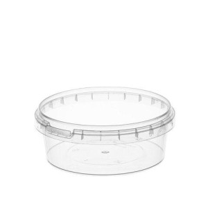 Банка с крышкой 385 мл, пластиковая под пресервы с контрольным замком, диаметр 122 мм, ВЗЛП, 1214КП