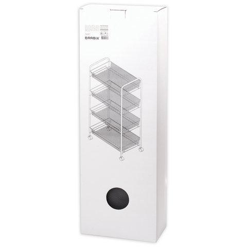 Этажерка (тележка) BRABIX офисно-бытовая 4 яруса, на колесах, металл, серебристая, 43,5х26х83,5 см, 603754 цена 2 612 ₽ Этажерка (тележка) BRABIX офисно-бытовая 4 яруса, на колесах, металл, серебристая, 43,5х26х83,5 см, 603754