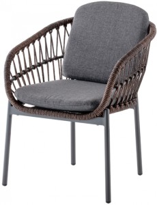 Кресло плетеное с подушками Elba антрацит, коричневый, темно-серый