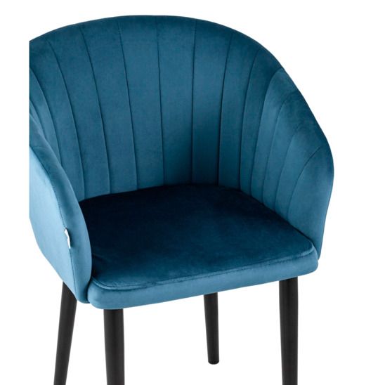 Стул с подлокотниками Нейтон, велюр пыльно-синый