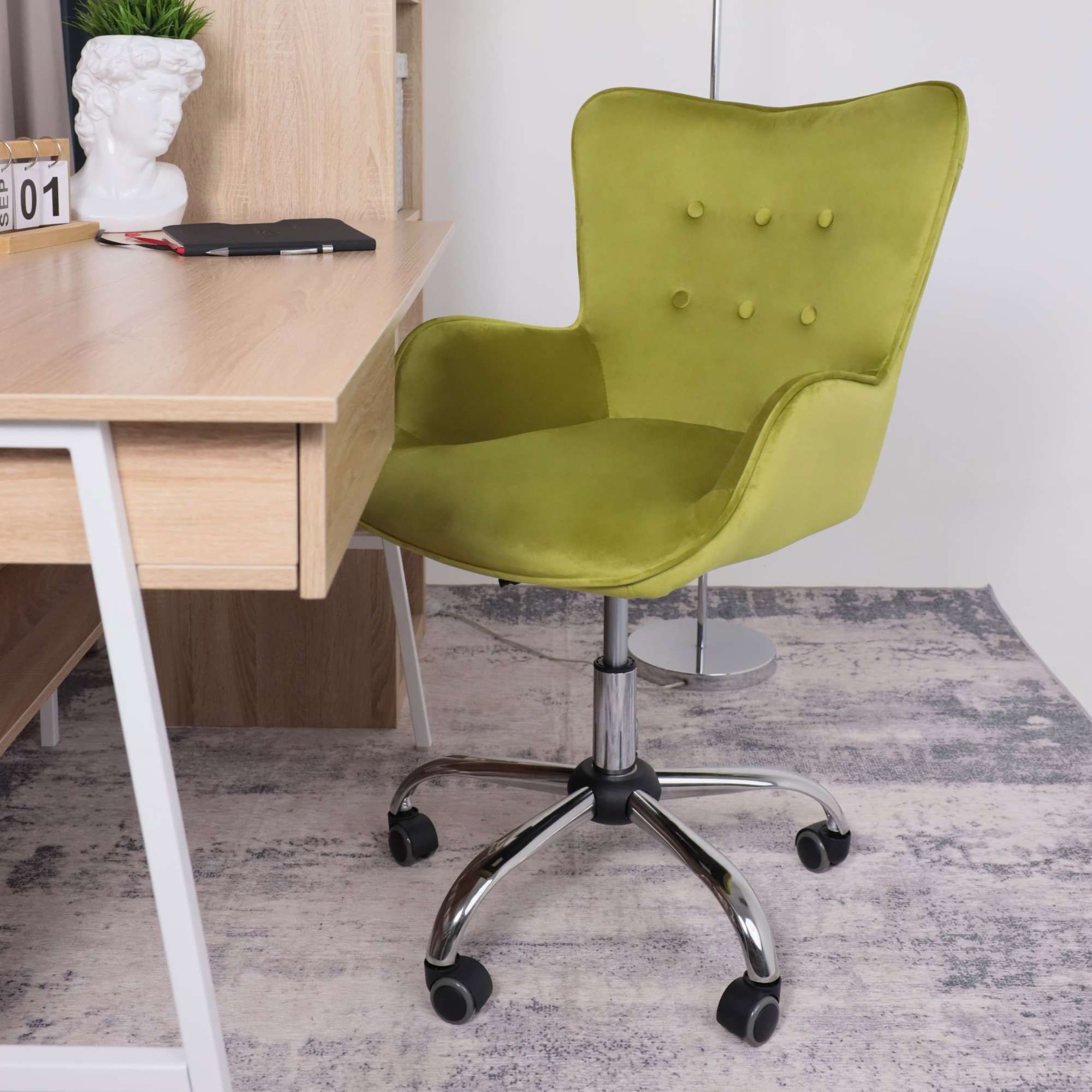 Кресло поворотное Bella, оливковый, велюр