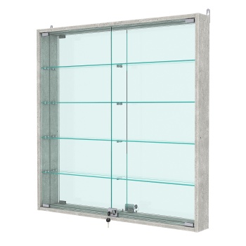 Витрина настенная №4-2АУ с зеркалом, Метрополитан Грей