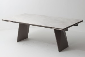 Стол ШЕРЛ  200 CRYSTAL ONIX BIANCO, керамика / Черный каркас