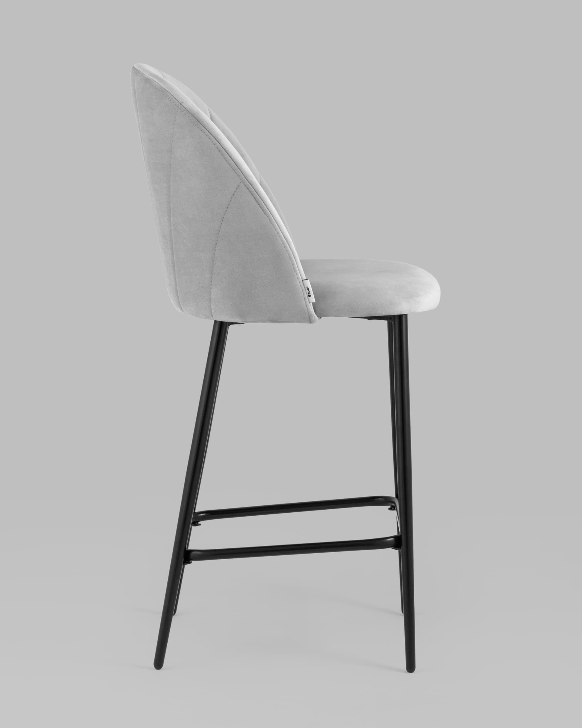Стул полубарный Логан велюр светло-серый