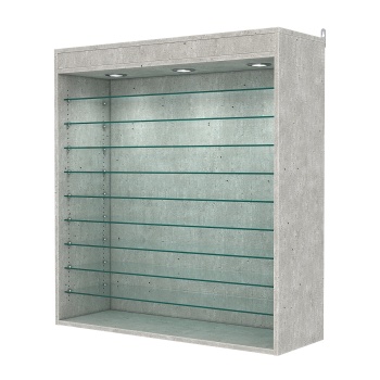 Витрина настенная с регулировочными полками №4-7ГГ-РЕГ с подсветкой, Метрополитан Грей