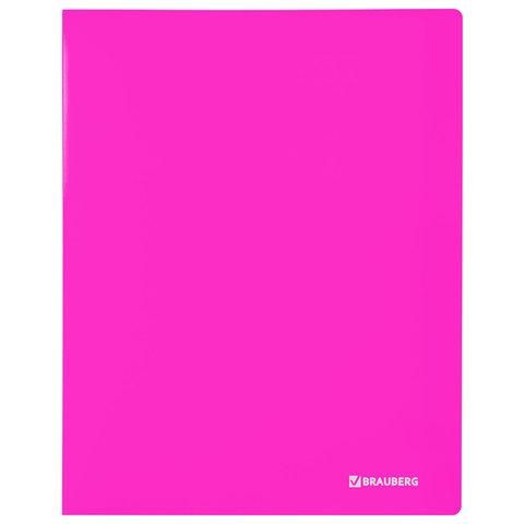 Папка на 2 кольцах BRAUBERG "Neon", 25 мм, внутренний карман, неоновая розовая, до 170 листов, 0,7 мм, 227458