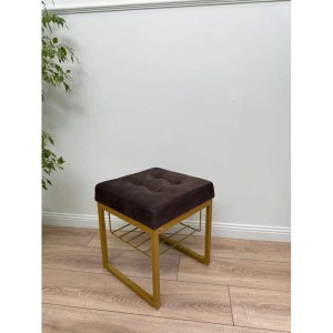 Банкетка Марсей 40-44 с полкой (темно-коричневый/золото)