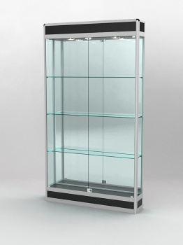 Витрина "ПРОФИЛЬ ПОДИУМ" №1-200-3 (задняя стенка - зеркало), Черный