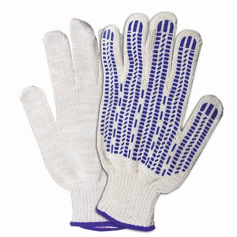 Перчатки хлопчатобумажные, 1 ПАРА, 7 класс, 70 г, 233 текс, ПВХ-протектор, ЛАЙМА ПРЕМИУМ, европодвес, БЕЛЫЕ, 601913