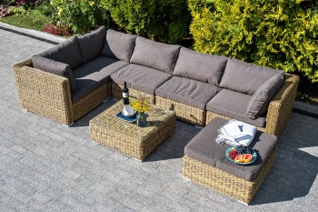 "Лунго" трансформирующаяся лаунж-зона из искусственного ротанга (гиацинт), цвет соломенныйцвет соломенный (гиацинт)