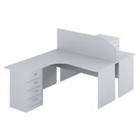 Стол угловой Силиври с тумбой и экраном, серый