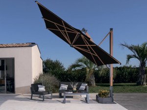Зонт профессиональный 3х4 м Galileo Wood имитация ироко, черный