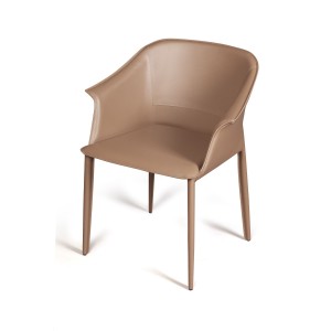 Стул  с подлокотниками Джио, кожа хаки-тауп