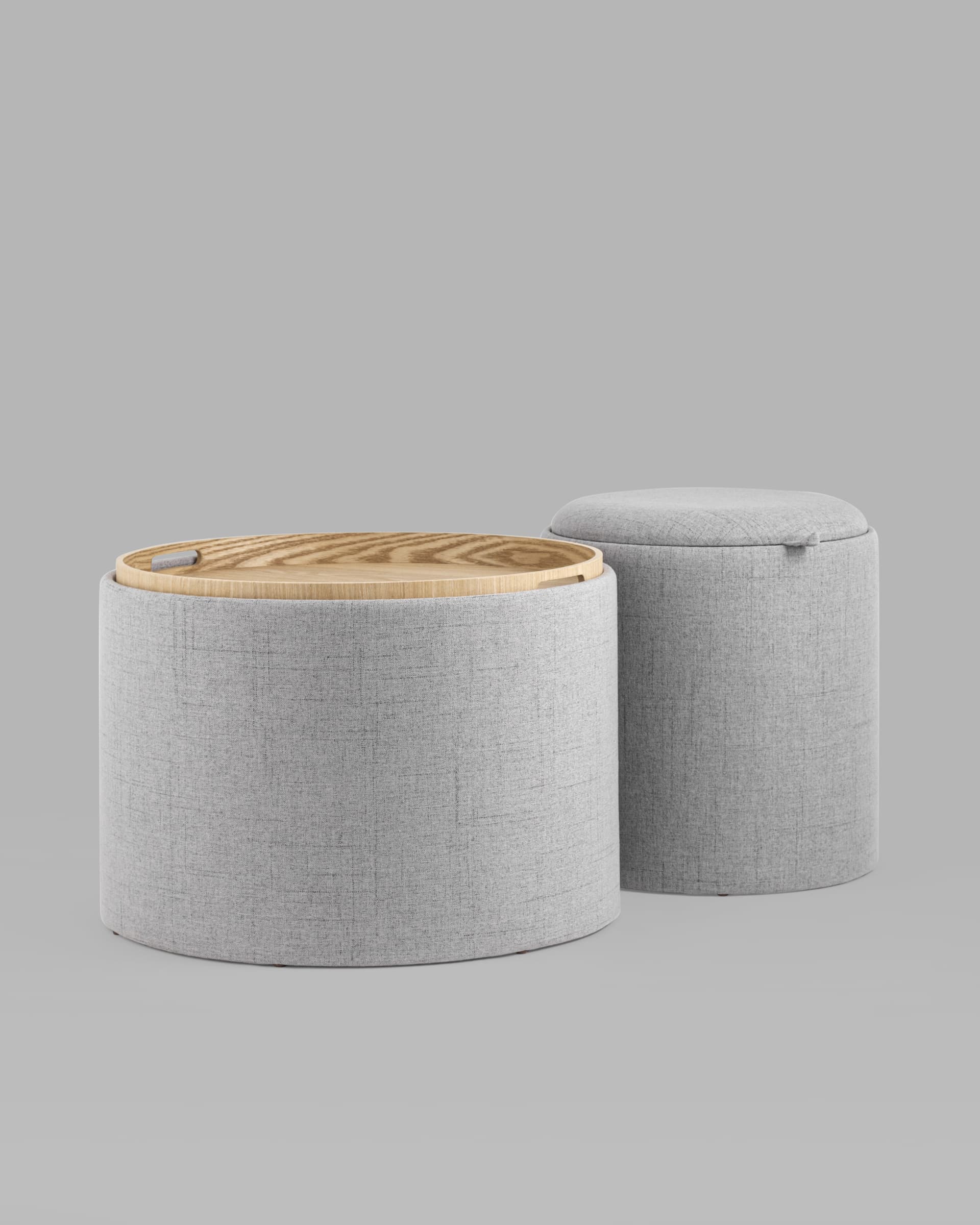 Пуф-столик с ящиком Хюгге L рогожка серый