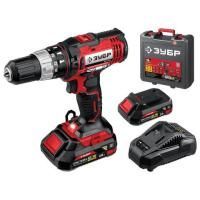 Дрель-шуруповерт ударная АККУМУЛЯТОРНАЯ ЗУБР ДШУ-185-22, с двумя аккумуляторами 2 Ач, 18 В