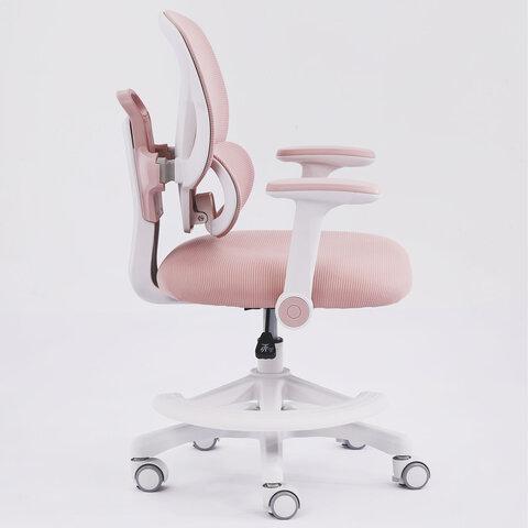 Кресло детское с подставкой для ног BRABIX KIDS "MG-220", сетка/ткань TW, розовое, 533314
