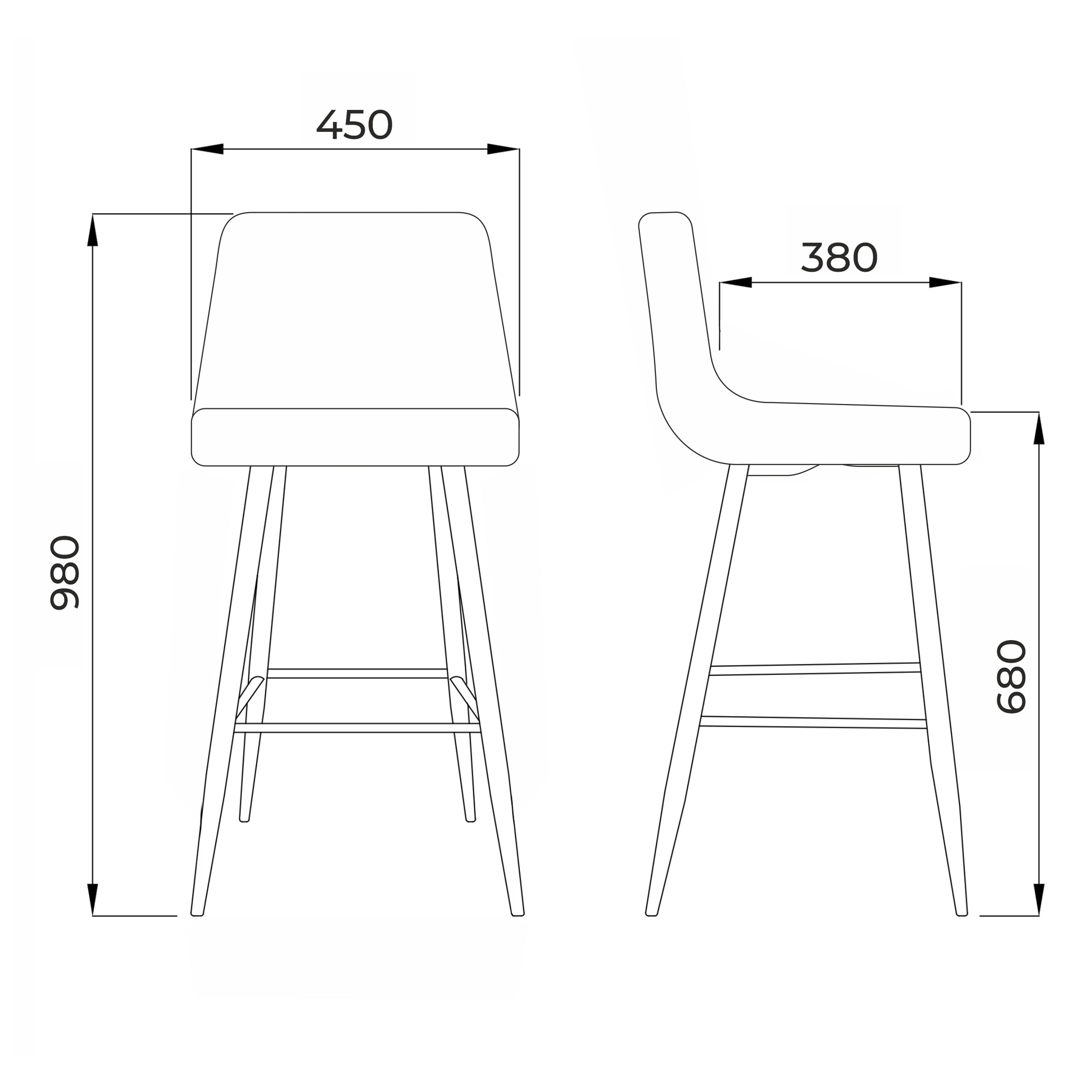 Стул барный Mia, коричневый, велюр