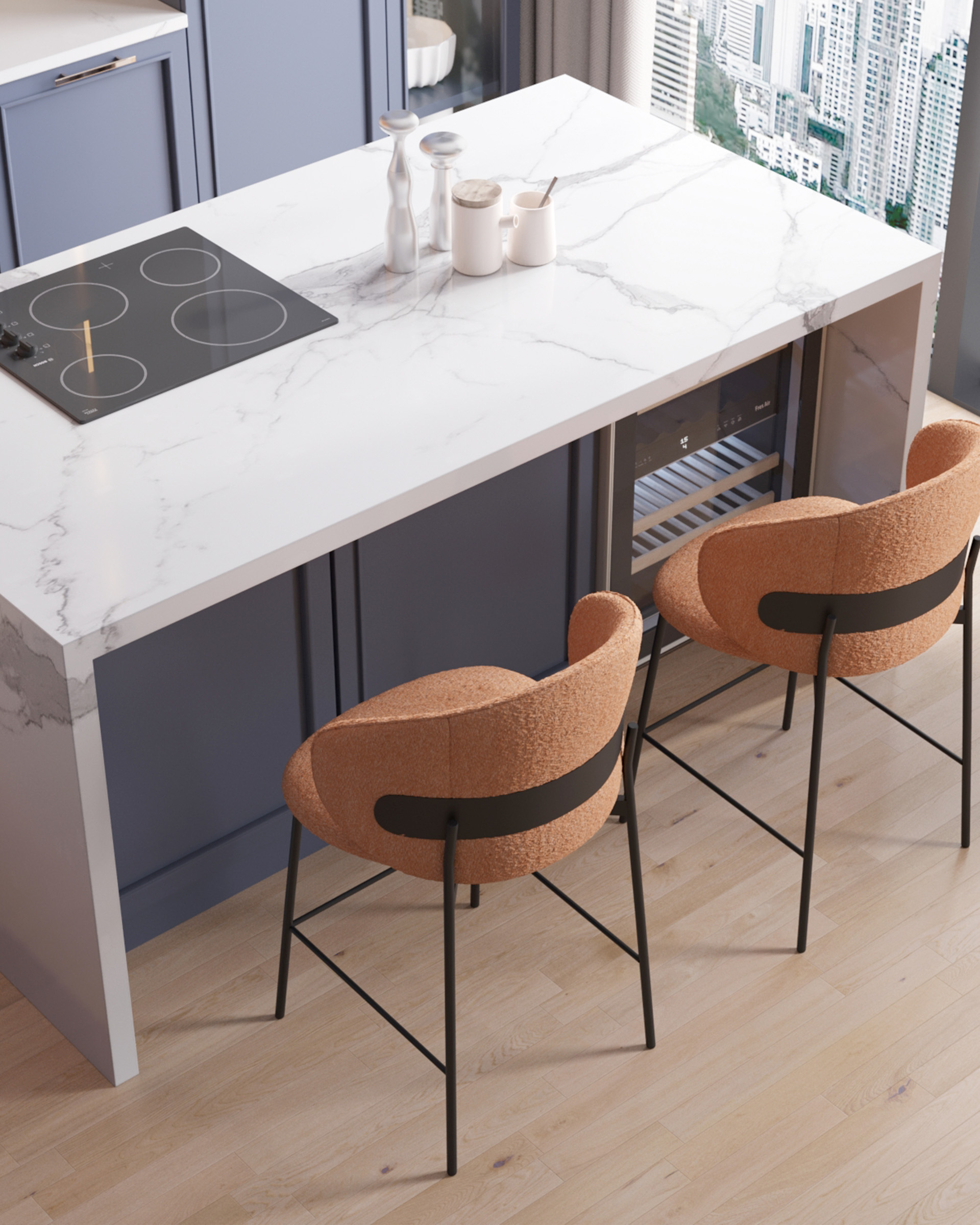 Стул полубарный Блейз букле терракотовый