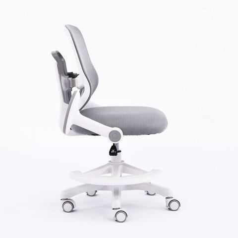 Кресло детское с подставкой для ног BRABIX KIDS "MG-215", сетка/ткань TW, серое, 533313