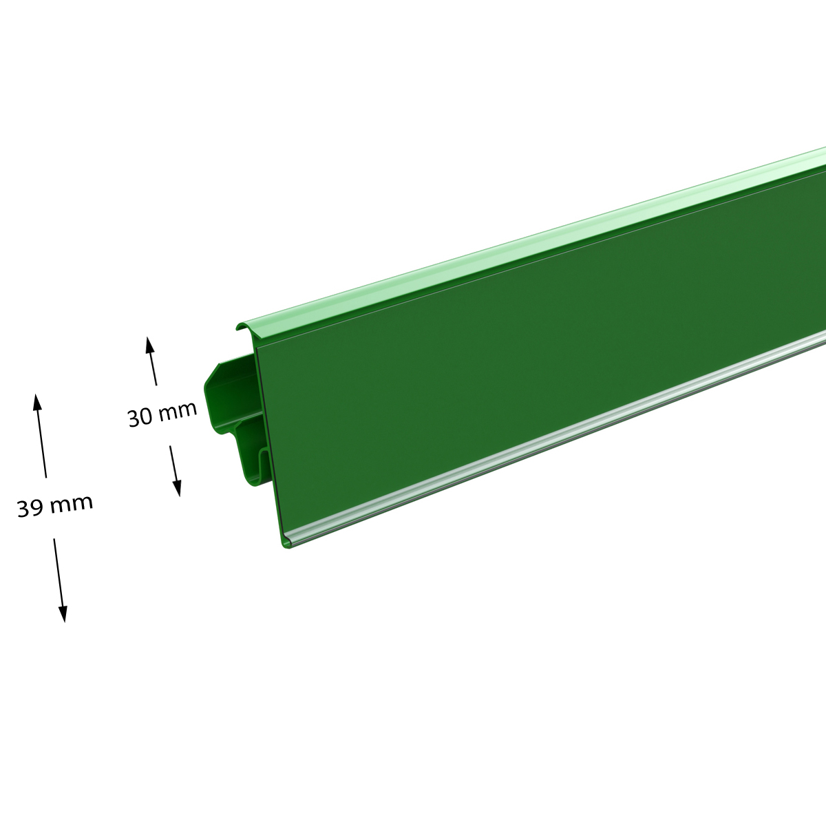 Ценникодержатель LST39 зеленый, 988 мм двухпозиционный