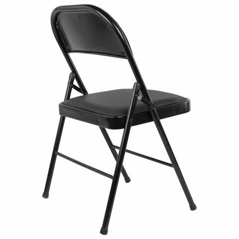 Стул складной BRABIX "Golf Plus CF-003 КОМФОРТ", черный каркас, кожзам черный, В КОРОБЕ, 533026